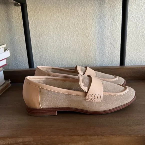 REACTION KENNETH COLE Mesh Penny Loafers in Almond Sparkle 7.5 - Picture 3 of 8